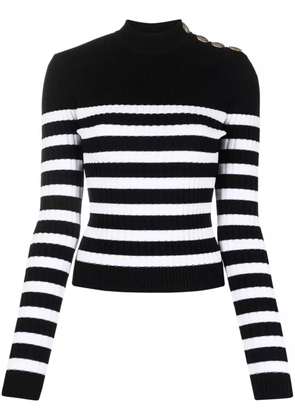 Balmain striped roll-neck jumper - Black