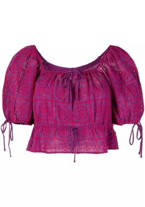 GANNI broderie anglaise crop top - Pink