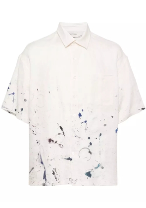 DOMREBEL Monday splatter-print linen shirt - White