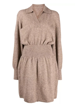 JNBY ribbed-detail knitted midi dress - Neutrals