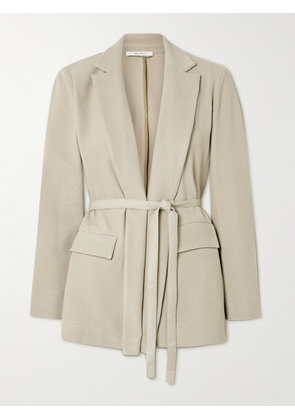 Max Mara - Uberta Belted Jacquard-knit Metallic Cotton-blend Blazer - Neutrals - x small,small,medium,large,x large