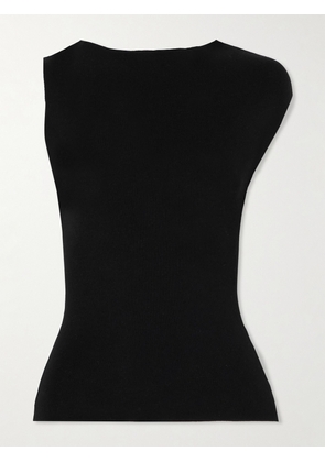 ST. AGNI - Asymmetric Ribbed-knit Top - Black - xx small,x small,small,medium,large,x large