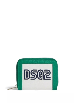 DSQUARED2 logo-embroidered leather wallet - Green