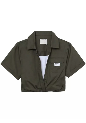 Musium Div. logo-appliqué layered cotton top - Green