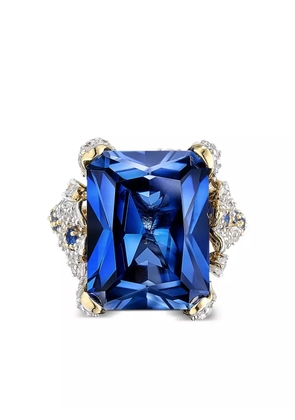 Anabela Chan 18kt gold vermeil Kashmir Cinderella sapphire and diamond ring - Blue