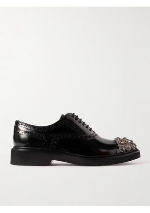 Roger Vivier - Viv Rangers Flower Crystal-embellished Patent-leather Loafers - Black - IT36,IT37,IT38,IT38.5,IT39,IT40,IT40.5,IT41