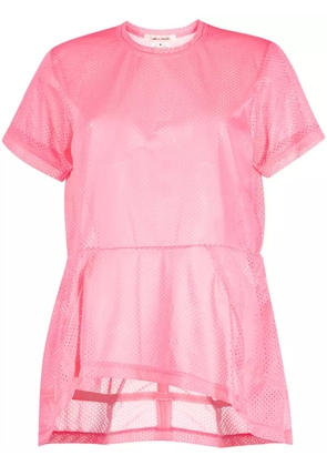 Comme Des Garçons asymmetric-hem perforated T-shirt - Pink