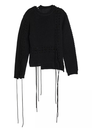 Y's lace-up distressed jumper - Black