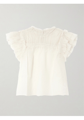 Ulla Johnson - Esme Frayed Ruffled Wool-gauze Blouse - White - US0,US2,US4,US6,US8,US10,US12,US14,US16