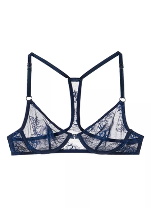Fleur Du Mal Bouquet lace racerback demi bra - Blue