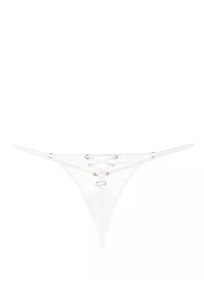 Fleur Du Mal eyelet-embellished lace-up V-string - White