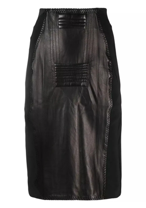 Jean Paul Gaultier Pre-Owned 1987 panelled leather pencil skirt - Black