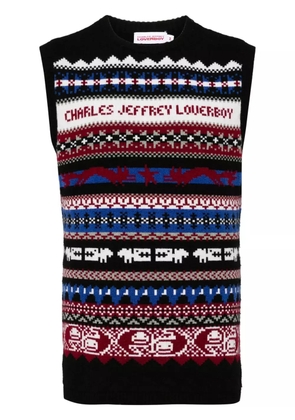Charles Jeffrey Loverboy Fair Isle-intarsia knitted top - Black