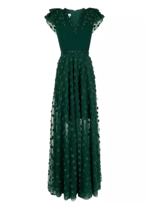Saiid Kobeisy polka dot beaded tulle dress - Green