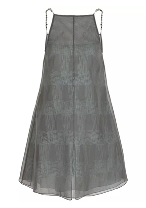 Emporio Armani striped sheer-overlay minidress - Grey