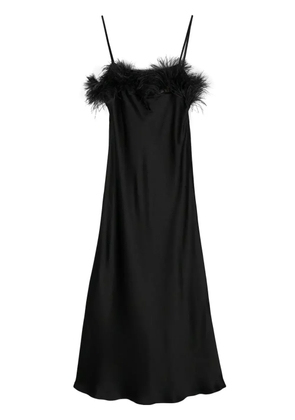 Antonelli Ligorio feather-trim satin dress - Black