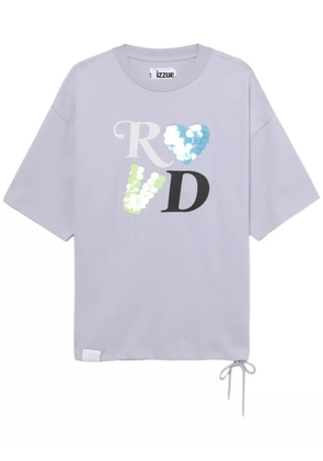 izzue sequin-embellished cotton T-shirt - Purple