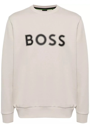 BOSS logo-print cotton-blend sweatshirt - Neutrals