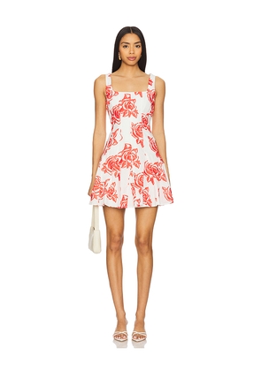 MILLY Ariel Rose Embroidery Mini Dress in Red,White. Size 10. Also in 4, 6, 8.