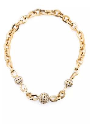 Valentino Garavani Pre-Owned 1980s crystal-embellished chain necklace - Gold
