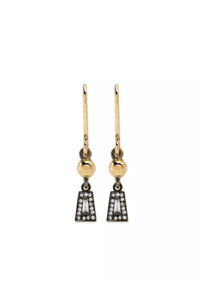 LEANDRA 18kt yellow gold Taper and Ball diamond dangle earrings