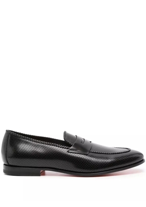 Santoni perforated leather penny loafers - Black