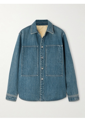 Jil Sander - Leather-trimmed Paneled Denim Shirt - Blue - x small,small,medium,large,x large