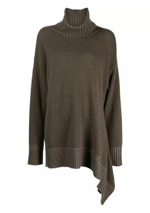 Ziggy Chen roll-neck asymmetric wool jumper - Green