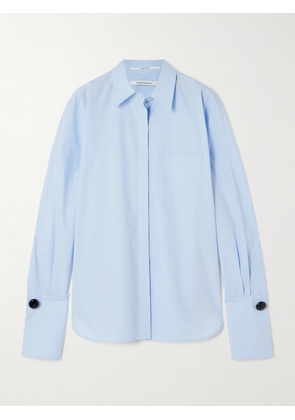 Another Tomorrow - Embellished Organic Cotton-poplin Shirt - Blue - IT36,IT38,IT40,IT42,IT44,IT46,IT48
