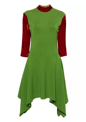 Jean Paul Gaultier Pre-Owned 1990s velvet-sleeve asymmetric dress - Green