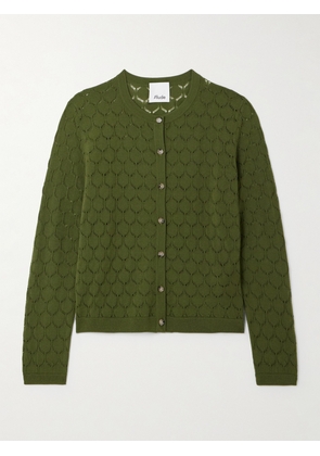 Allude - Pointelle-knit Wool Cardigan - Green - x small,small,medium,large,x large