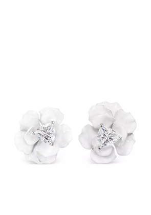Anabela Chan 18kt gold Snowflower Rose stud earrings - Silver