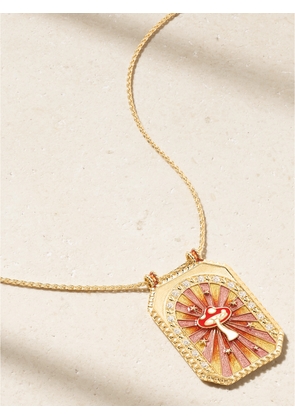 Marie Lichtenberg - Mushroom Scapular 18-karat Gold, Diamond And Enamel Necklace - Pink - One size