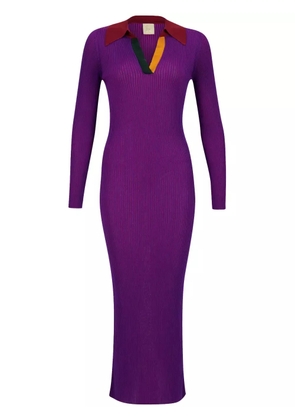 PAULA long-sleeve knitted maxi dress - Purple