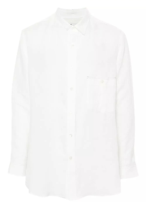 Y's asymmetric-collar linen shirt - White