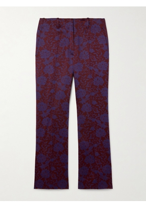 Dries Van Noten - Paloma Cropped Floral-jacquard Flared Pants - Purple - FR 36,FR 38,FR 40,FR 42,FR 44