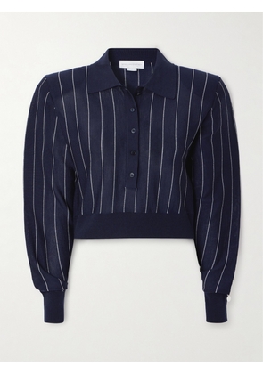 Stella McCartney - Pinstriped Wool Polo Shirt - Blue - x small,small,medium,large,x large