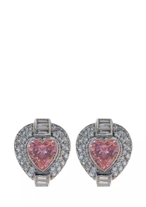 Fantasia by Deserio 14kt white gold heart stud earrings