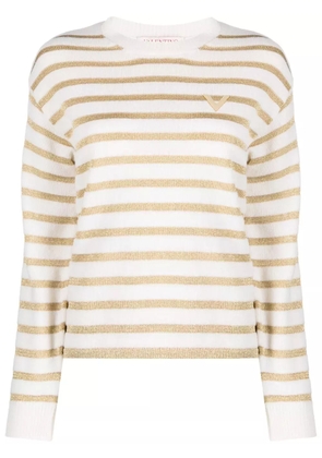 Valentino Garavani striped logo-plaque jumper - Neutrals