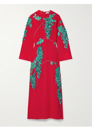 BERNADETTE - Harry Embellished Embroidered Silk Crepe De Chine Midi Dress - FR 34,FR 36,FR 38,FR 40,FR 42,FR 44,FR 46