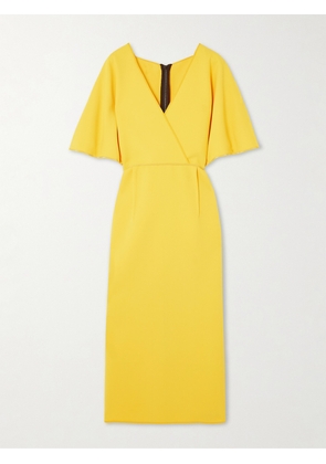 Maticevski - Benefit Wrap-effect Pleated Crepe Midi Dress - Yellow - UK 6,UK 8,UK 10,UK 12,UK 14