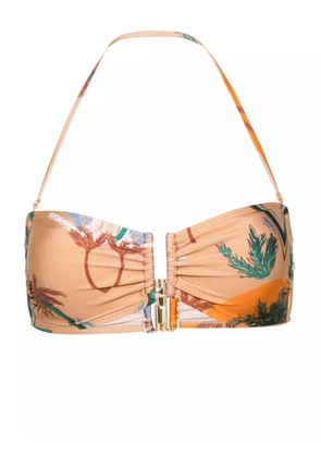 Raquel Diniz palm tree-print bikini top - Neutrals