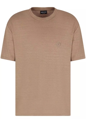 Giorgio Armani logo-embroidered T-shirt - Neutrals