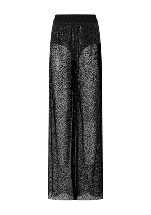 PINKO sheer sequinned wide-leg trousers - Black