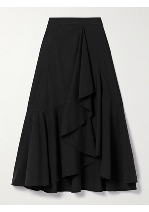 Ulla Johnson - Sabina Wrap-effect Draped Cotton And Tencel™-blend Twill Midi Skirt - Black - US0,US2,US4,US6,US8,US10,US12