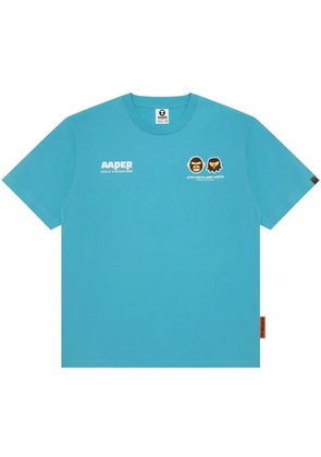 AAPE BY *A BATHING APE® logo-appliqué cotton T-shirt - Blue