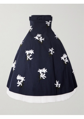 SHUSHU/TONG - Strapless Embellished Wool And Silk-blend Midi Dress - Blue - UK 6,UK 8,UK 10,UK 12,UK 14