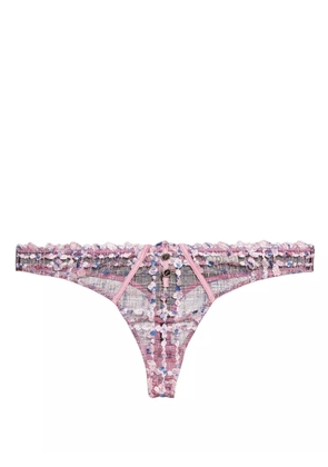 Fleur Du Mal Gabrielle embroidered thong - Pink