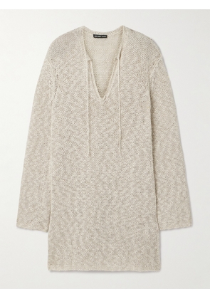 James Perse - Open-knit Cotton And Linen-blend Tunic - Ecru - 01,2,3