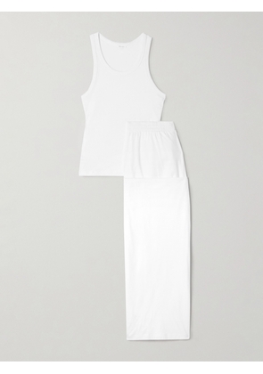 Skin - Cathie Cadence Organic Pima Cotton-jersey Tank And Pants Set - White - 01,2,3,4,5